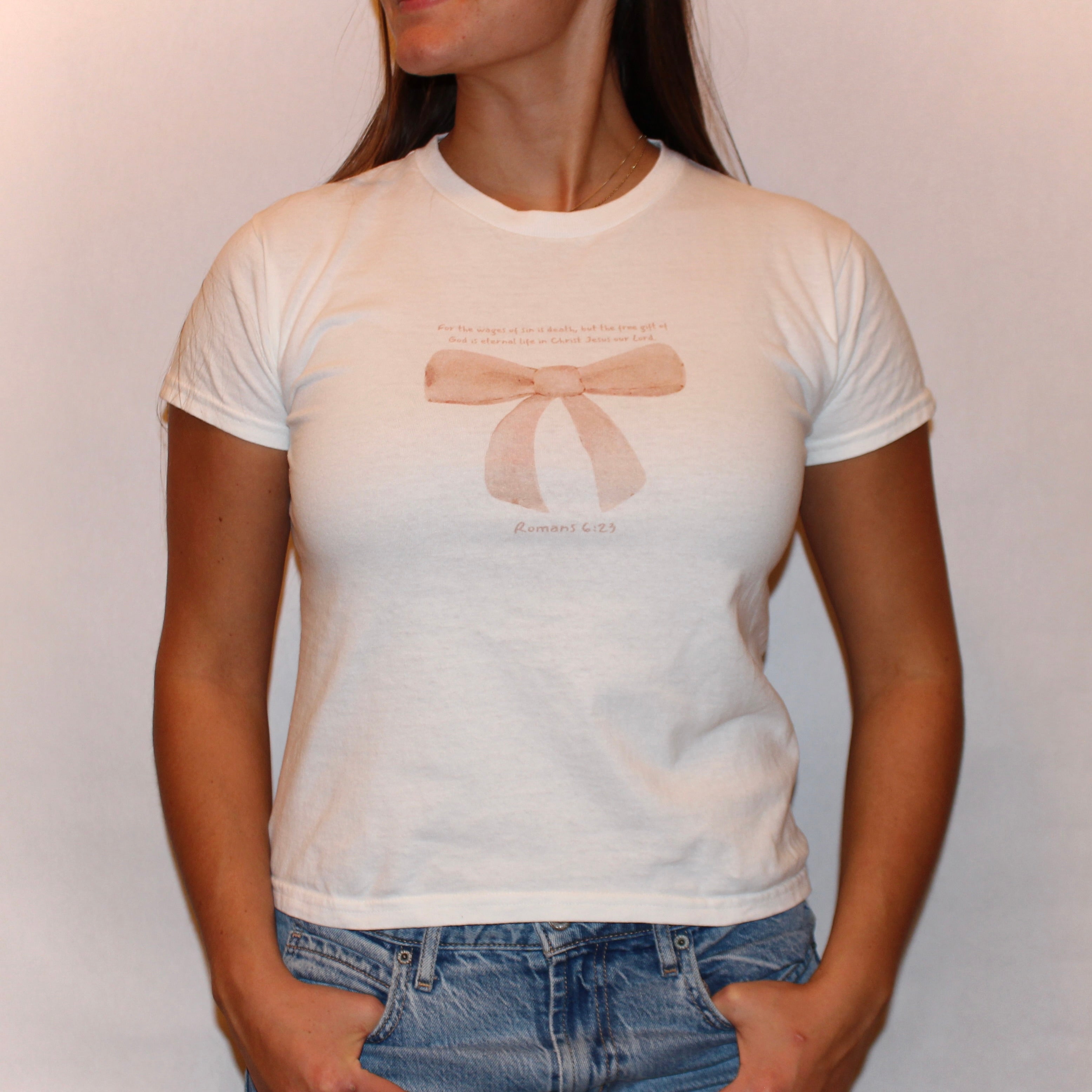 Romans 6:23 Bow Baby Tee