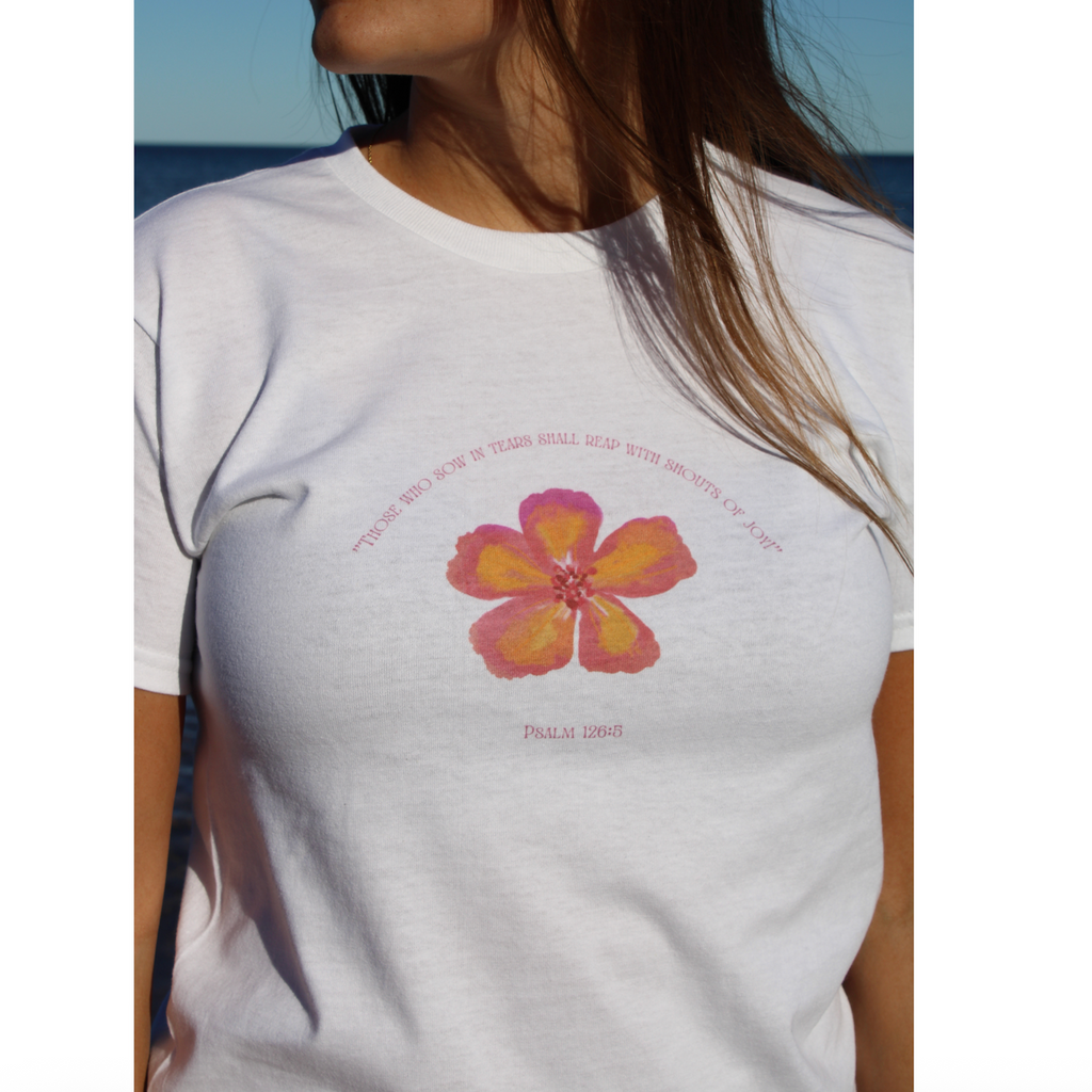 Psalm 126:5 Flower Baby Tee