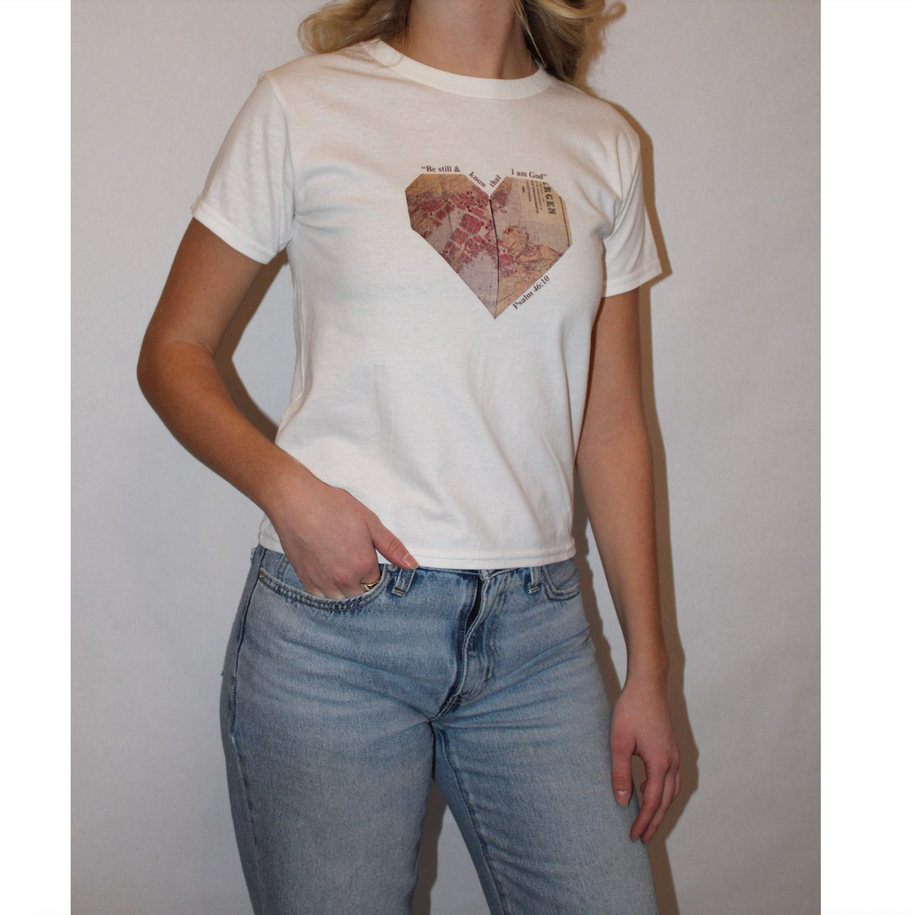 Psalm 46:10 Vintage Heart Baby Tee