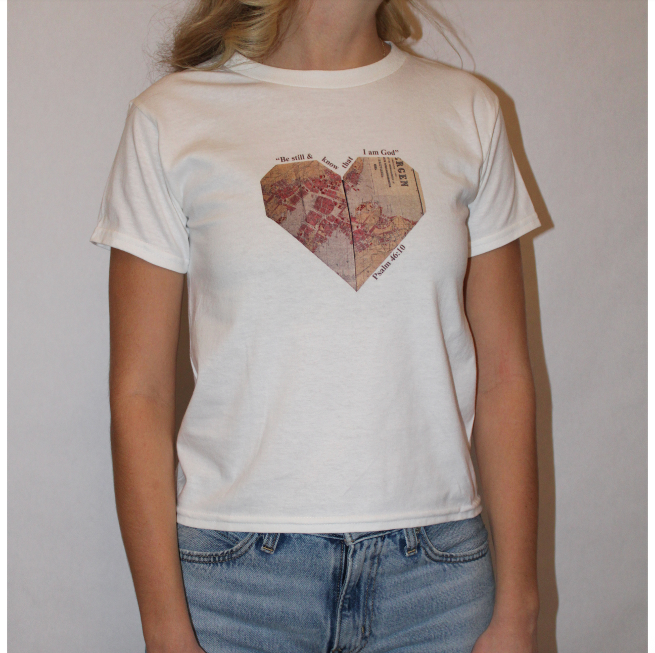 Psalm 46:10 Vintage Heart Baby Tee